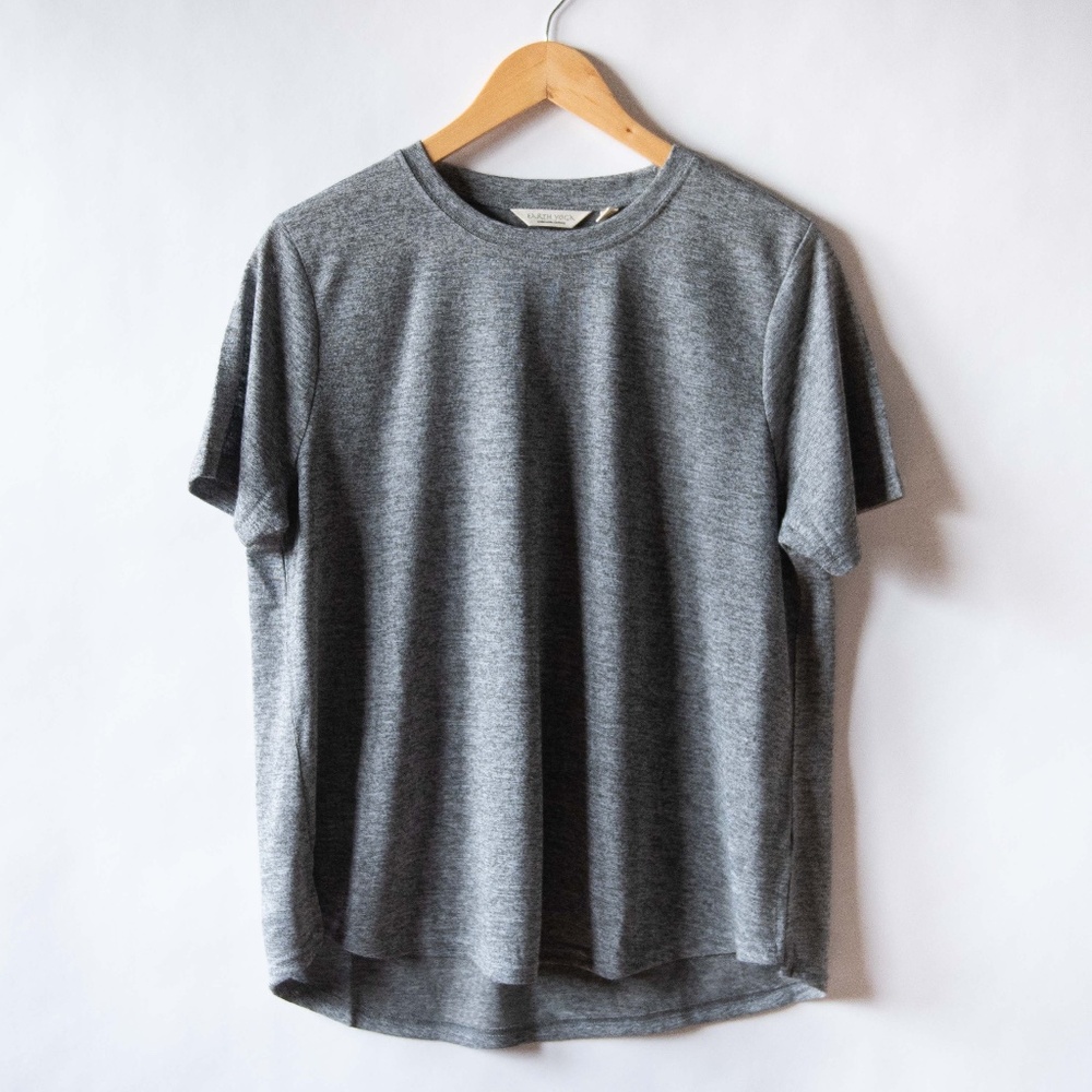 Earth Yoga Semi Sheer Round Hem Tee Top